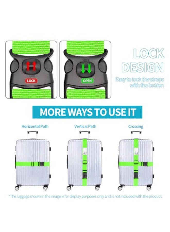 YelaJoy 4 PCS Luggage Straps Adjustable Suitcase Belt, Lockable Against Accidental Opening, Easy to Identify Travel Accessories, Add a Bag Connector Holds Suitcase Together (Green) - Image 2